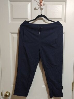 Zenergy by Chico's Navy Ribbed Crop Pants (Chico's 0)